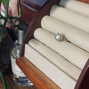 Local Eclectic 14k gold Moonstone and diamond ring